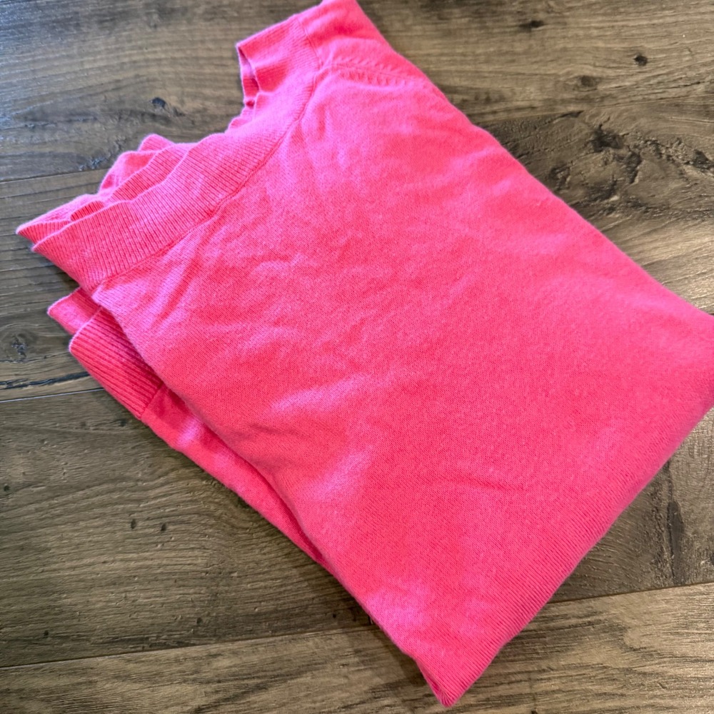 Talbots Hot Pink Raglan Sleeve Crew Neck Puff Cuff Knit Sweater Medium